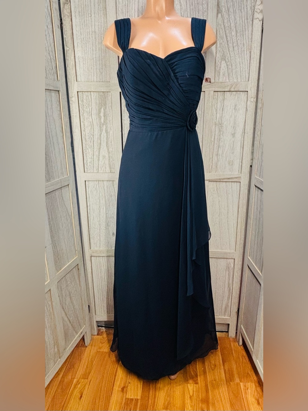 DaVinci Bridesmaid or Evening Dress crafted from elegant navy blue chiffon